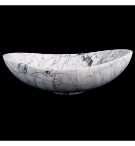 Persian White Honed Oval Concave Design Basin Marble 4376