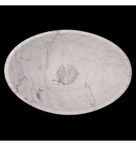 Persian White Honed Oval Concave Design Basin Marble 4377