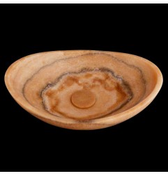 Chocolate Onyx Honed Oval Concave Design Basin 4382 With Matching Pop-Up Waste