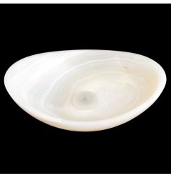 White Onyx Honed Oval Basin Concave Design 4384 With Matching Pop-Up Waste