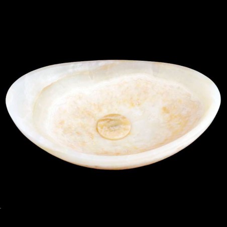 White Onyx Honed Oval Basin Concave Design 4385 With Matching Pop-Up Waste