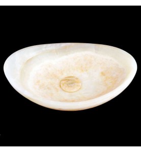 White Onyx Honed Oval Basin Concave Design 4385
