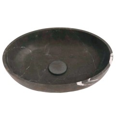 Pietra Grey Honed Oval Basin Limestone 4389 With Matching Pop-Up Waste