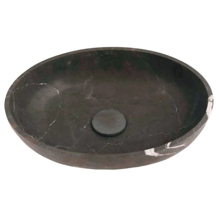 Pietra Grey Honed Oval Basin Limestone 4389 With Matching Pop-Up Waste