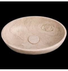 Bianca Perla Honed Oval Basin Limestone 4395 With Matching Pop-Up Waste