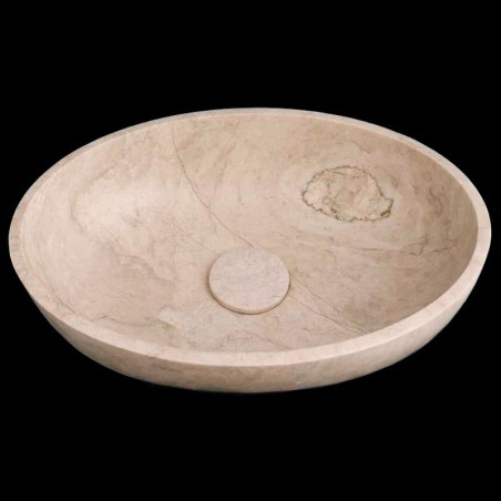 Bianca Perla Honed Oval Basin Limestone 4395 With Matching Pop-Up Waste
