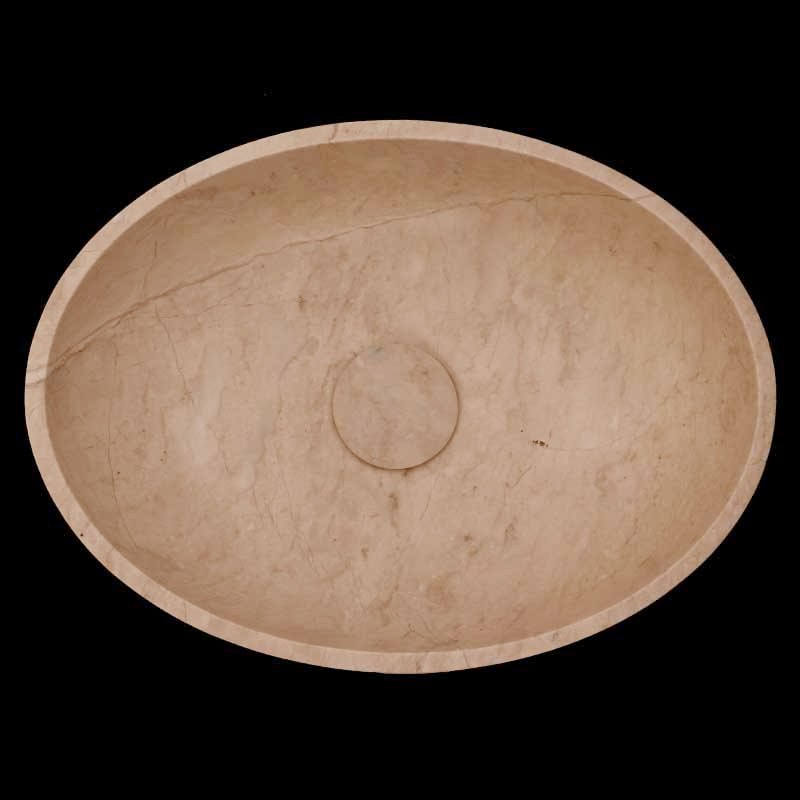 Bianca Perla Honed Oval Basin Limestone 4397 With Matching Pop-Up Waste