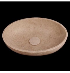 Bianca Perla Honed Oval Basin Limestone 4398 With Matching Pop-Up Waste