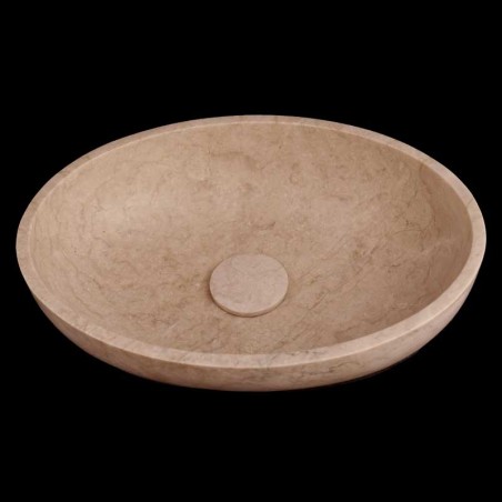 Bianca Perla Honed Oval Basin Limestone 4398 With Matching Pop-Up Waste