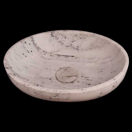 Persian White Honed Oval Basin Marble 4406 With Matching Pop-Up Waste