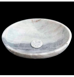 Persian White Honed Oval Basin Marble 4407 With Matching Pop-Up Waste