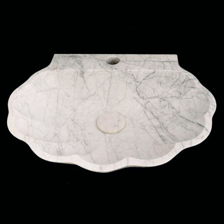 Persian White Honed Oyster Design Basin Marble 4269 With Matching Pop-Up Waste