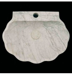 Persian White Honed Oyster Design Basin Marble 4269