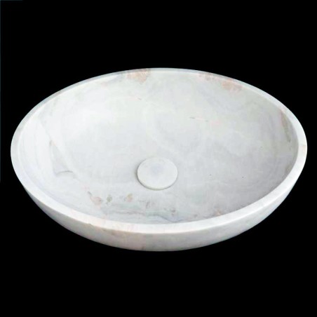 Bianca Luminous Honed Oval Basin Marble 4342 With Matching Pop-Up Waste