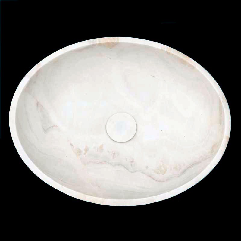 Bianca Luminous Honed Oval Basin Marble 4342 With Matching Pop-Up Waste