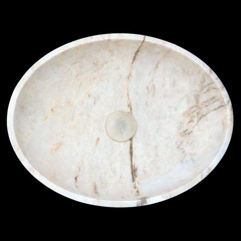 Bianca Luminous Honed Oval Basin Marble 4346 With Matching Pop-Up Waste