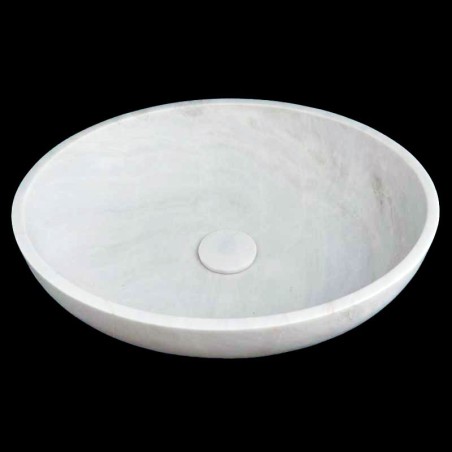 Bianca Luminous Honed Oval Basin Marble 4347 With Matching Pop-Up Waste