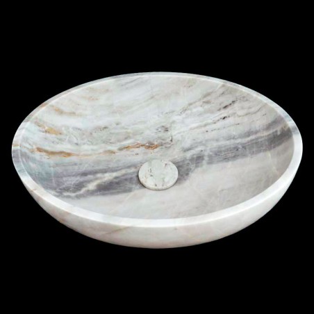 Bianca Luminous Honed Oval Basin Marble 4348 With Matching Pop-Up Waste