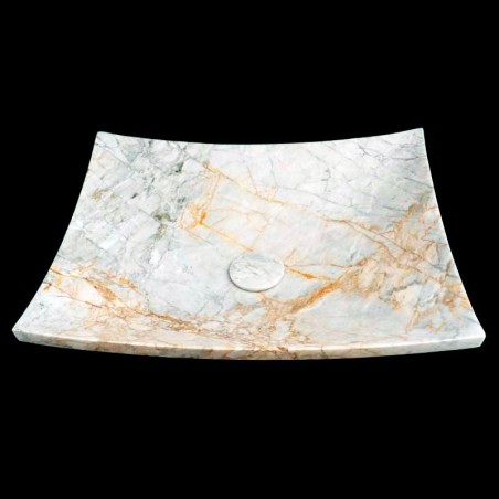 Persian White Honed Plate Design Basin Marble 4469 With Matching Pop-Up Waste