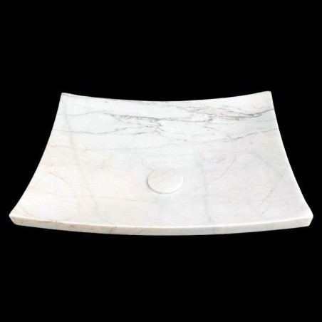 Persian White Honed Plate Design Basin Marble 4471 With Matching Pop-Up Waste
