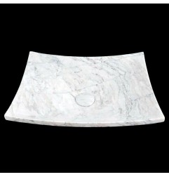 Persian White Honed Plate Design Basin Marble 4475 With Matching Pop-Up Waste