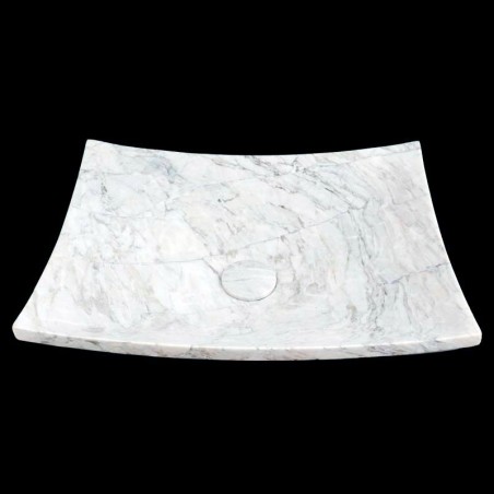 Persian White Honed Plate Design Basin Marble 4475 With Matching Pop-Up Waste