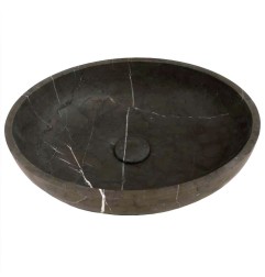 Pietra Grey Honed Oval Basin Limestone 4208 With Matching Stone Pop-Up Waste