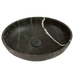 Pietra Grey Honed Oval Basin Limestone 4209 With Matching Stone Pop-Up Waste