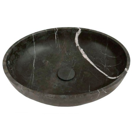 Pietra Grey Honed Oval Basin Limestone 4209 With Matching Stone Pop-Up Waste