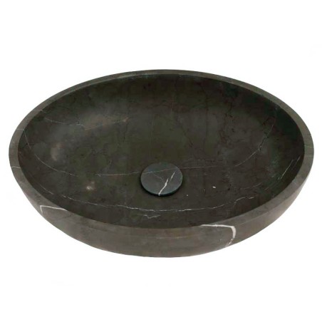 Pietra Grey Honed Oval Basin Limestone 4210 With Matching Stone Pop-Up Waste