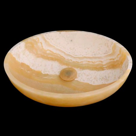 Honey Onyx Honed Oval Basin 4367 With Matching Stone Pop-Up Waste