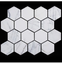 Calacatta Statuario Hexagon Honed Marble Mosaic Tiles 70x70