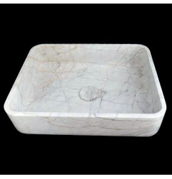 Persian White Honed Rectangle Basin Marble 4311 With Matching Pop-Up Waste