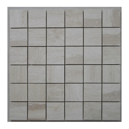 Travertine Chiaro Mosaic - Cross Cut - Epoxy Filled & Honed 50x50
