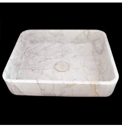 Persian White Honed Rectangle Basin Marble 4186 With Matching Pop-Up Waste