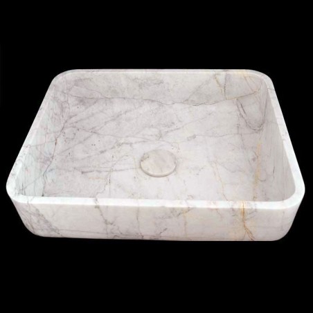 Persian White Honed Rectangle Basin Marble 4186 With Matching Pop-Up Waste