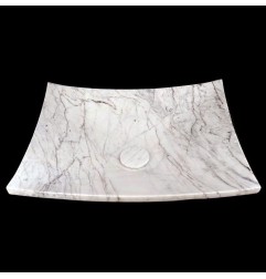 Persian White Honed Plate Design Basin Marble 4172 With Matching Pop-Up Waste