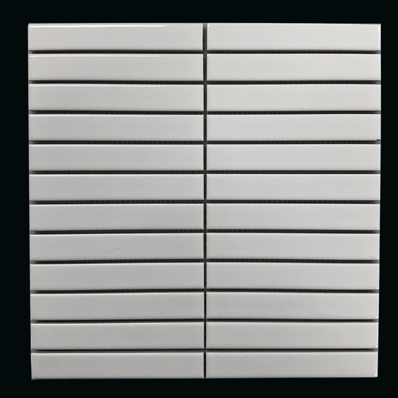 White Gloss Kit Kat Porcelain Mosaic Tiles 145x20