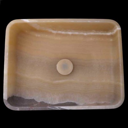 Honey Onyx Honed Rectangle Basin 3820 With Matching Pop-Up Waste