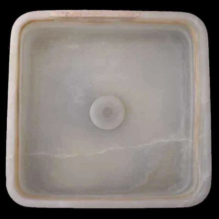 White Onyx Honed Square Basin 3841 With Matching Pop-Up Waste