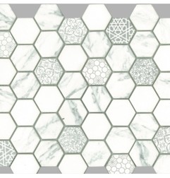Signature White Hexagon Satin Glass Mosaic Tiles 45X45