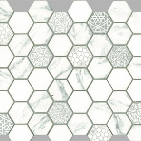 Signature White Hexagon Satin Glass Mosaic Tiles 45X45