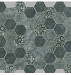 Signature Charcoal Hexagon Satin Glass Mosaic Tiles 45X45