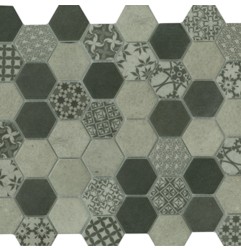 Signature Concrete Hexagon Satin Glass Mosaic Tiles 45X45