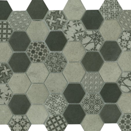 Signature Concrete Hexagon Satin Glass Mosaic Tiles 45X45