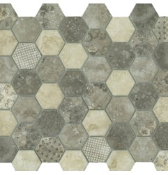 Signature Smoke Hexagon Satin Glass Mosaic Tiles 45X45