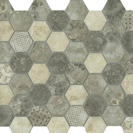 Signature Smoke Hexagon Satin Glass Mosaic Tiles 45X45