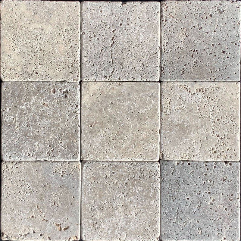 Silver Tumbled Travertine Tiles 100x100