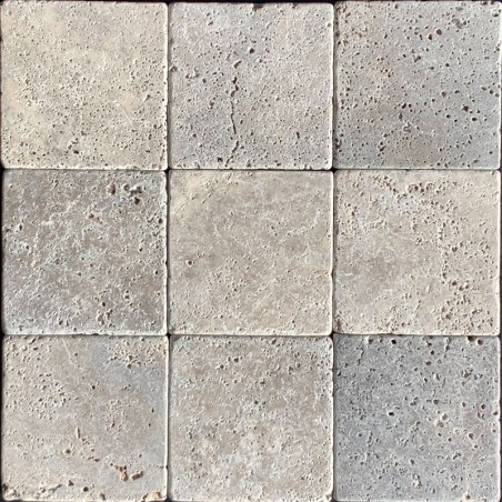 Silver Tumbled Travertine Tiles 100x100