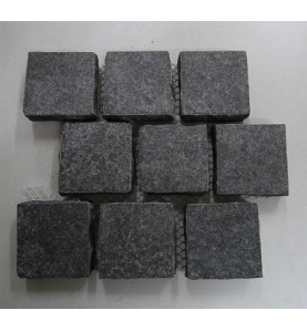 Cobblestone Diamond Black Flamed Granite Sheeted|G684